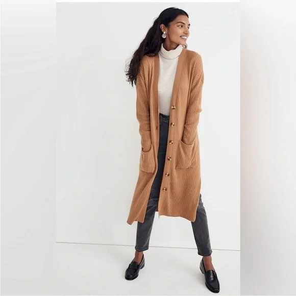 Madewell Duster Cardigan Sweater Camel XS NWT - Picture 3 of 6